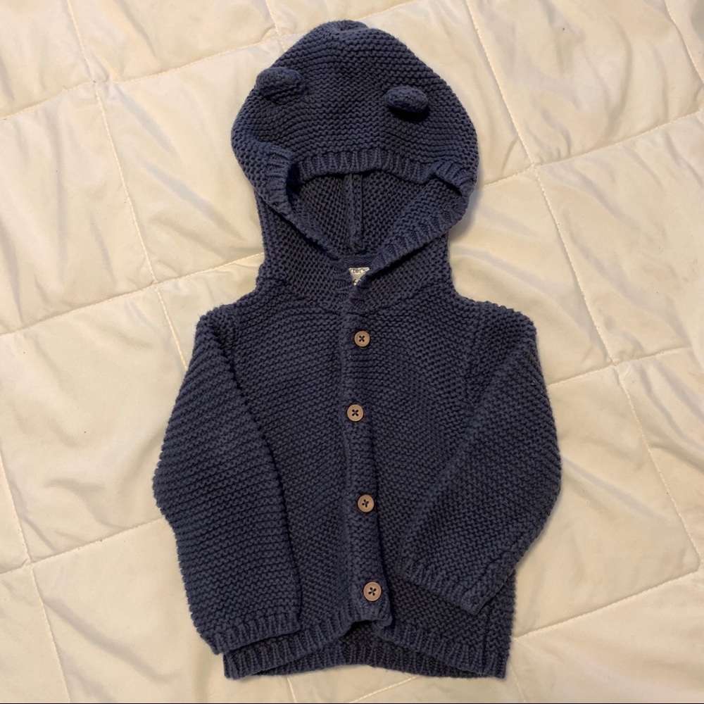 Navy Blue Knit Bear Sweater